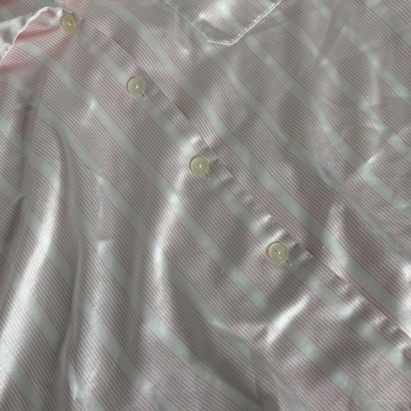 Vintage Christian Dior I. Magin Pink Striped Satin Button Up Pajama Shirt Large - Picture 8 of 9